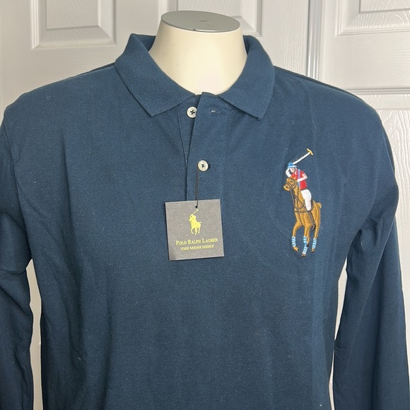 Polo By Ralph Lauren Dark Blue Long Sleeve Large Pony NWT - Picture 2 of 5